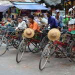 Trishaw cyclists at rest.